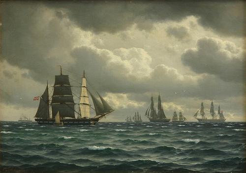 Several ships at sail., 1879, Carl Emil Baagöe