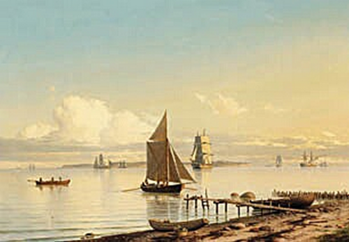 The sea at Humlebæk with a view of Hven., 1884, Carl Emil Baagöe