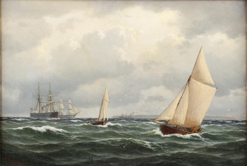 Ships off the island of Ven., 1884, Carl Emil Baagöe