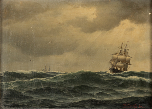 Ships at sea., 1889, Carl Emil Baagöe