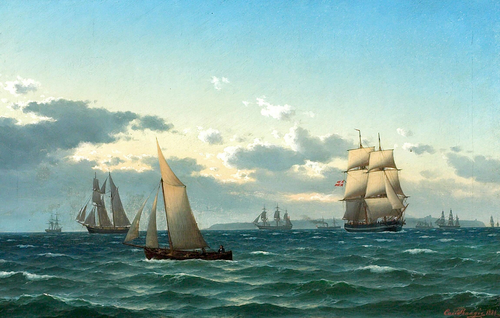 Maritime scenery., 1881, Carl Emil Baagöe