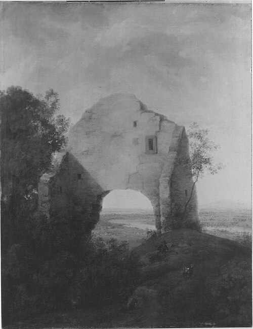 Ruine vor Flusslandschaft, 1805, Carl Conjola