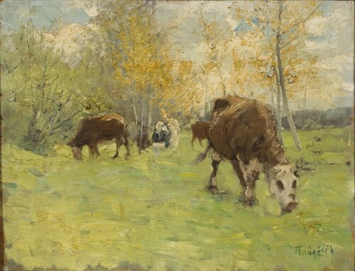 Landskap med kor, 1890, Carl Trägårdh