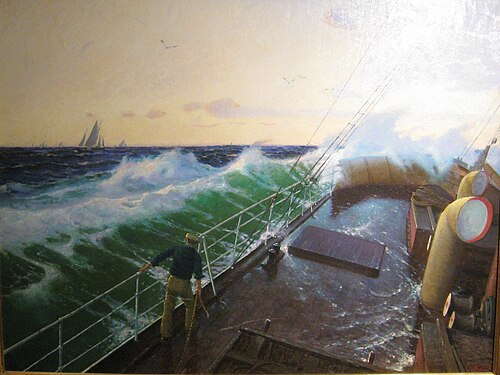 Ship on the open sea, 1910, Carl Wilhelm Bøckmann Barth