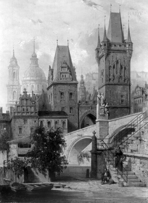 Bridge in Prague, 1835, Auguste Mathieu