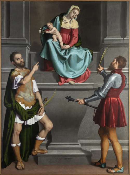 Madonna in trono con Bambino e i santi Vittore e Fidenzio, 1576, Giovanni Battista Moroni