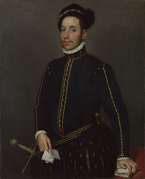 Left-Handed Gentleman with Two Quartos and a Letter, 1564, Giovanni Battista Moroni