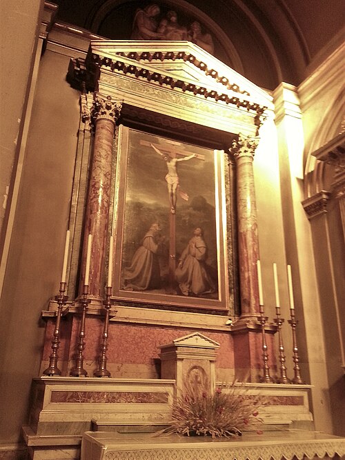 Crocifisso con i santi Bernardino e Antonio da Padova, , Giovanni Battista Moroni