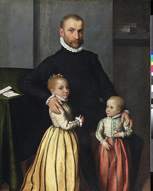 Portrait of a Gentleman and his two Children, 1573, Giovanni Battista Moroni