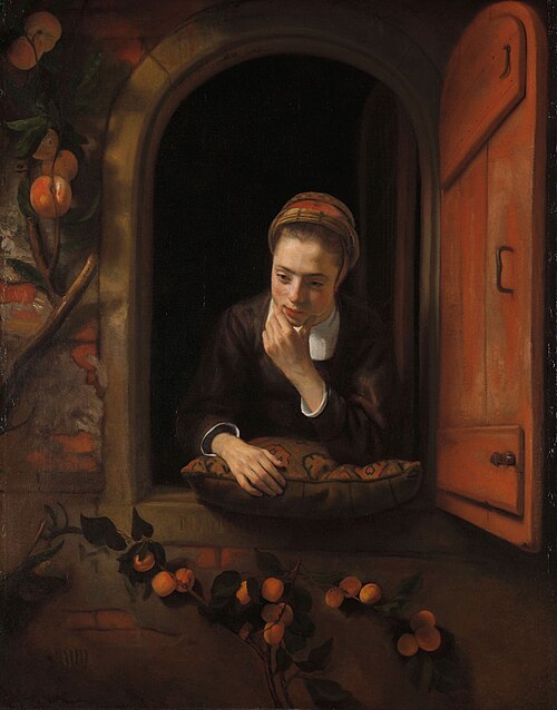 Meisje aan het venster ('De peinzende'), 1655, Nicolas Maes