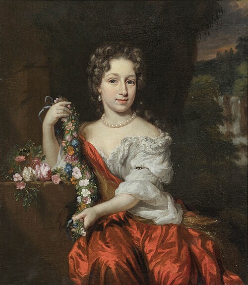 Portrait of a young woman with a garland of flowers, 1650, Nicolas Maes