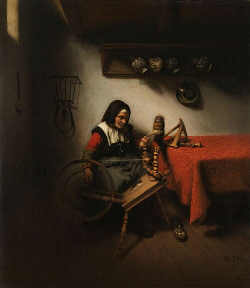 Woman spinning, 1650, Nicolas Maes