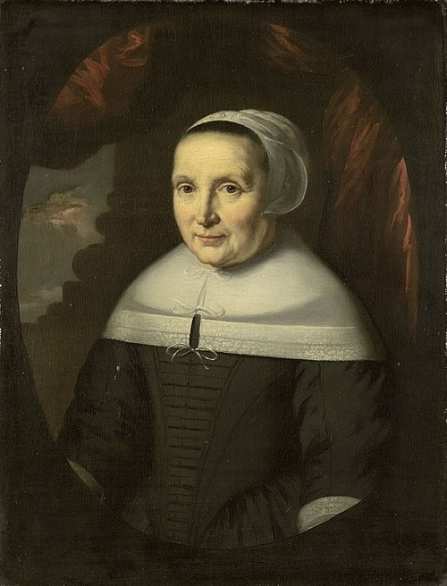 Portrait of Aeltje Denijs (b. 1598/99), wife of Hendrick Wijnands and mother of Dionijs Wijnands, 1650, Nicolas Maes