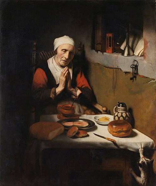 Vieille Femme en prière, connu sous le nom «La Prière sans fin», 1656, Nicolas Maes