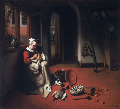 Woman Plucking a Duck, 1656, Nicolas Maes