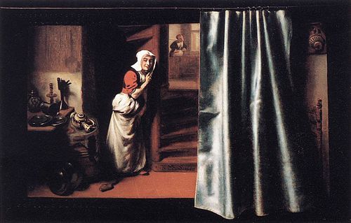 Eavesdropper with a Scolding Woman, 1655, Nicolas Maes