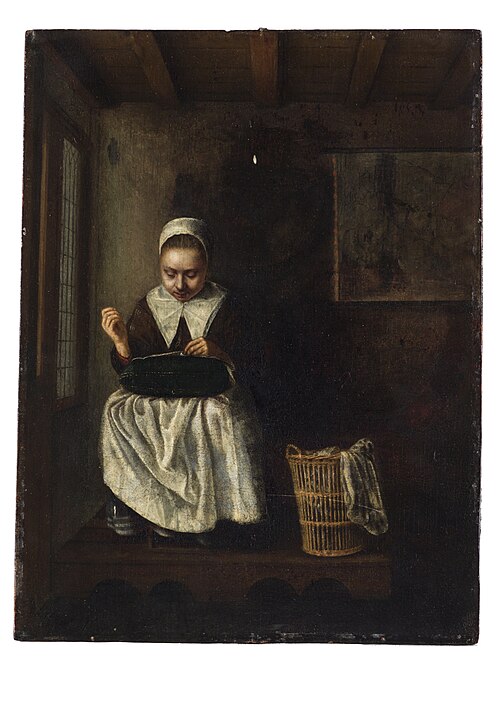 A Girl Sewing, , Nicolas Maes
