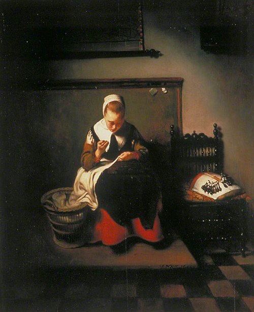 Jeune femme à sa couture, 1655, Nicolas Maes