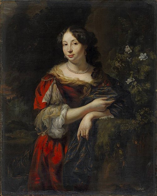 Portrait of a Young Lady in a Garden, 1677, Nicolas Maes