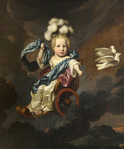 A Child as Venus in a Chariot Drawn by Doves, 1680, Nicolas Maes