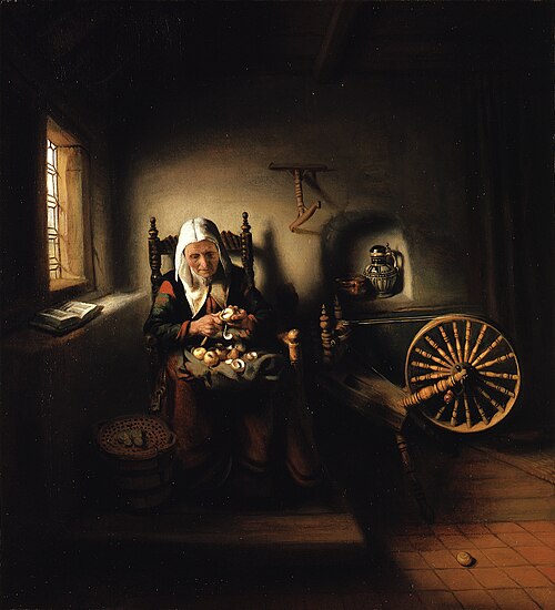 An Old Woman Peeling Apples, 1655, Nicolaes Maes