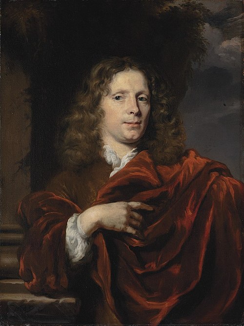 Portrait of a gentleman in a red mantle, 1678, Nicolaes Maes