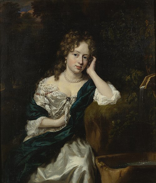 Portrait of a Lady seated by a Fountain, 1680, Nicolaes Maes