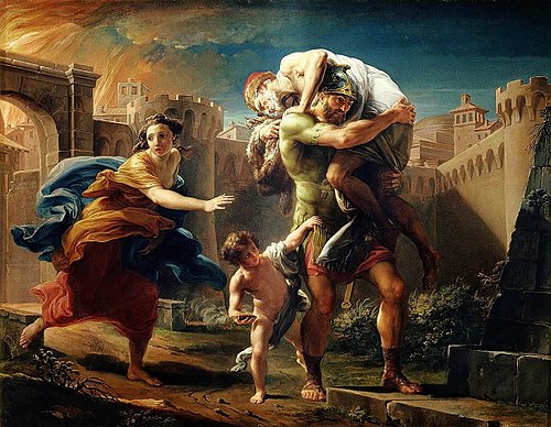 Énée s'enfuit de Troie, 1750, Pompeo Batoni