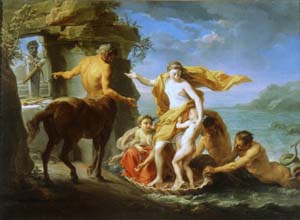忒提斯把阿基里斯委托給半人馬凱隆, 1761, Pompeo Batoni