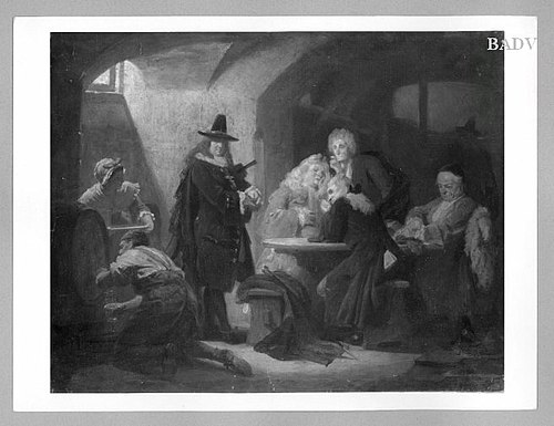 Party in a wine - cellar, 1878, Karl von Piloty