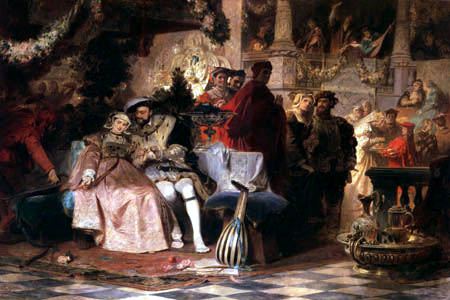 Henry VIII with Anne Boleyn at Cardinal Wolsey's ball, 1872, Karl von Piloty