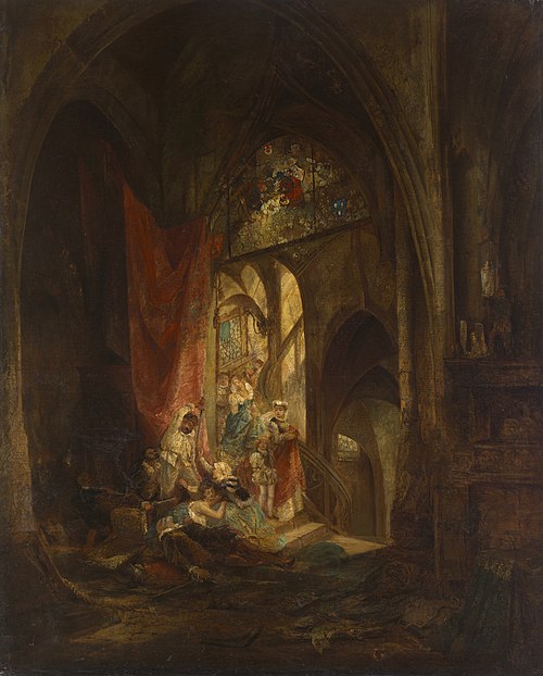 Szene auf der Schloßtreppe, , Karl von Piloty