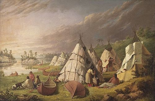 Indian encampment on Lake Huron, , Paul Kane