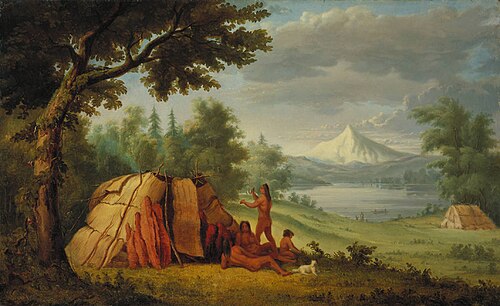 Chinooks devant le mont Hood, 1853, Paul Kane