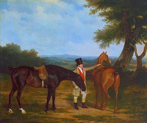 Two Hunters with a Groom, 1805, Jacques-Laurent Agasse
