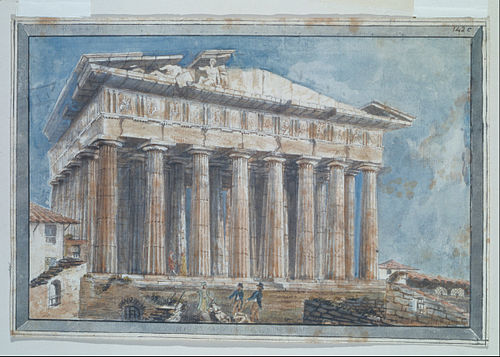 The removal of the Sculptures from the Pediments of the Parthenon by Elgin, 1801, William Gell