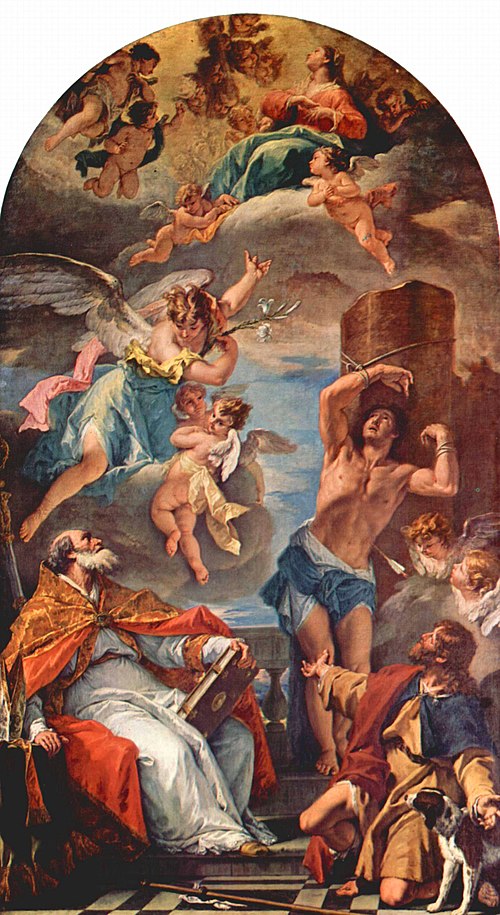 Virgin Mary in Glory with Archangel Gabriel and S. Eusebius, S. Sebastian und S. Rochus, 1724, Sebastiano Ricci