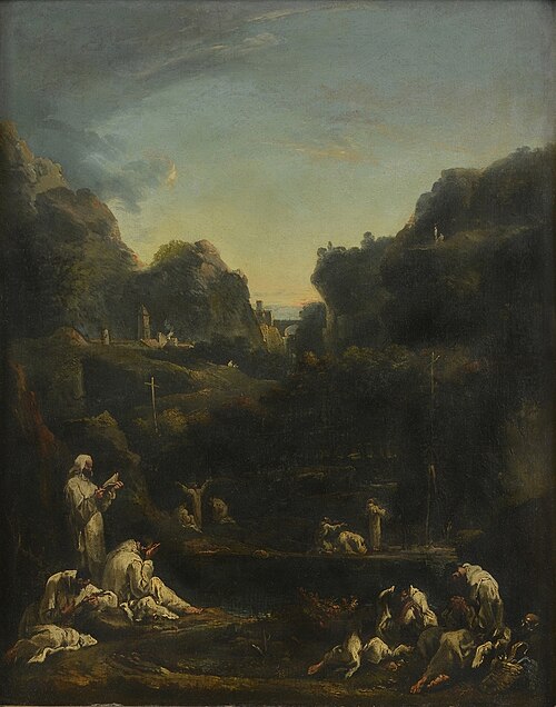 Mountainous Landscape with Groups of Monks, , Sebastiano Ricci