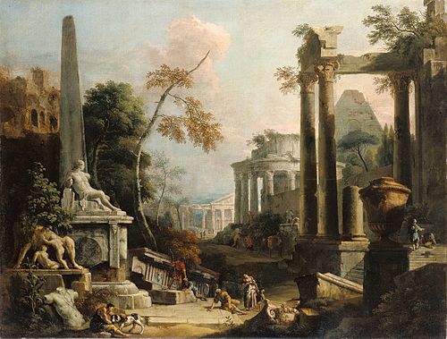 Landscape with Classical Ruins and Figures, 1727, Sebastiano Ricci