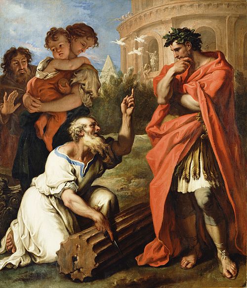 Tarquin the Elder Consulting Attius Navius, 1690, Sebastiano Ricci