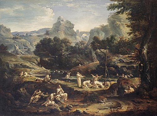 Landscape with Monks, 1705, Sebastiano Ricci