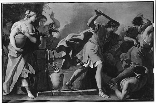 Moses Defending the Daughters of Jethro, 1720, Sebastiano Ricci