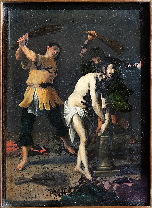 flagellazione, su pietra di paragone, 1620, Alessandro Turchi