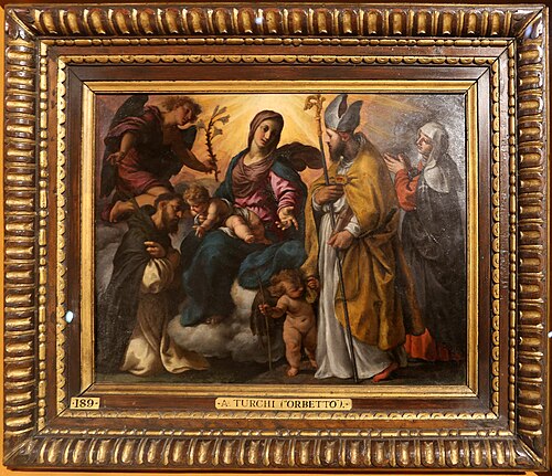 madonna col bambino, i ss. pietro martire, zeno e toscana e un angelo, 1608, Alessandro Turchi