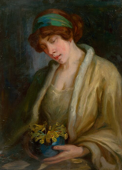 Žena s kvietkami, 1905, Ľudovít Pitthordt