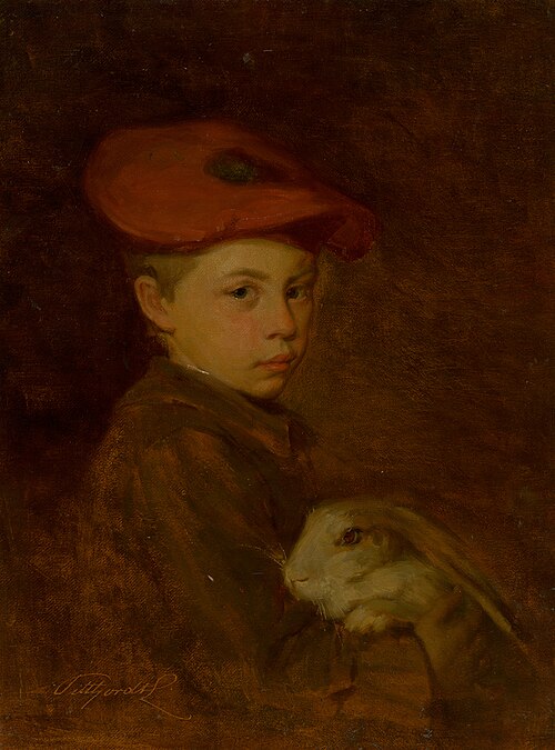 Boy with a Bunny, 1885, Ľudovít Pitthordt