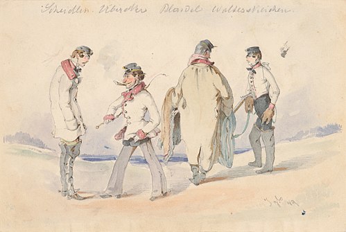 Study of Four Men in Military Uniforms, , Friedrich Carl von Scheidlin