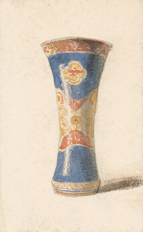 Painted Vase with Blue Base, 1847, Friedrich Carl von Scheidlin