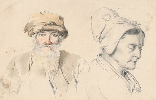 Study of Old Man and Woman, , Friedrich Carl von Scheidlin