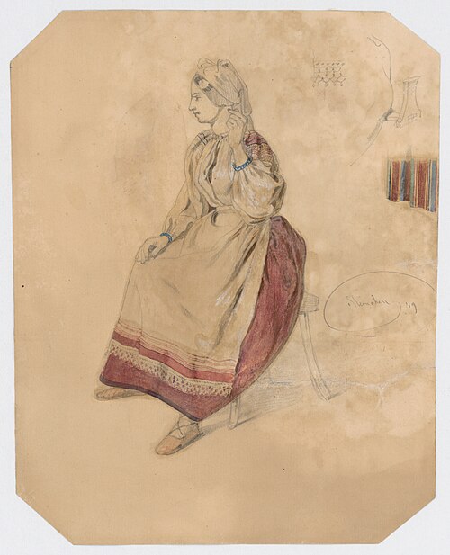 Seated Young Woman in a Folk Costume, 1849, Friedrich Carl von Scheidlin